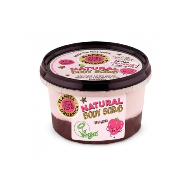 Natura Siberica-Planeta Organica Skin Super Good. Natural Body Scrub Organic Strawberry & Chia Seeds, 250 ml