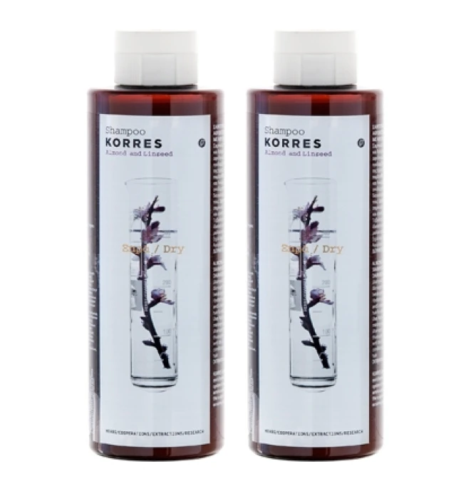 Korres Σαμπουάν Αμύγδαλο & Λινάρι 250ml, 1+1 ΔΩΡΟ