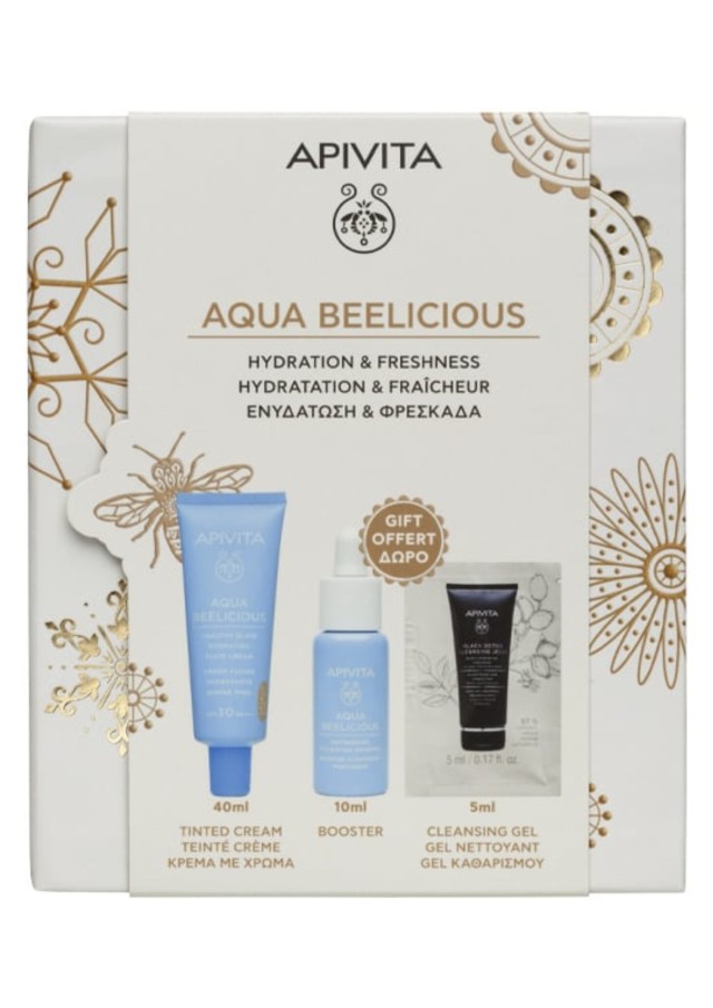 Apivita Aqua Beelicious Promo με Aqua Beelicious Λεπτόρρευστη Kρέμα Ενυδάτωσης με Χρώμα SPF30, 40ml & Δώρο Booster Αναζωογόνησης & Ενυδάτωσης, 10ml & Gel Καθαρισμού για Πρόσωπου & Μάτια, 5ml, 1σετ