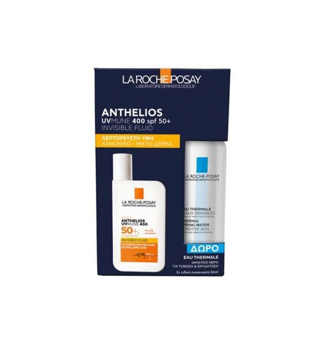 La Roche Posay Promo Anthelios UVMune 400 Invisible Fluid Spf50+, 50ml & Eau Thermal 50ml