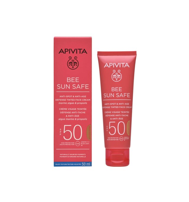 Apivita Bee Sun Safe Anti-Spot & Anti-Age Defence Tinted Face Cream SPF50 σε Golden απόχρωση 50ml