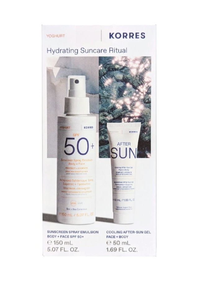Korres Promo Hydrating Suncare Ritual Υψηλή Αντηλιακή Προστασία με Yoghurt Αντηλίακό Spray για Πρόσωπο & Σώμα SPF50+, 150ml & Yoghurt Cooling After Sun Gel για Ενυδάτωση & Καταπράυνση, 50ml, 1σετKorres Promo Hydrating Suncare Ritual Υψηλή Αντηλιακή Προστα