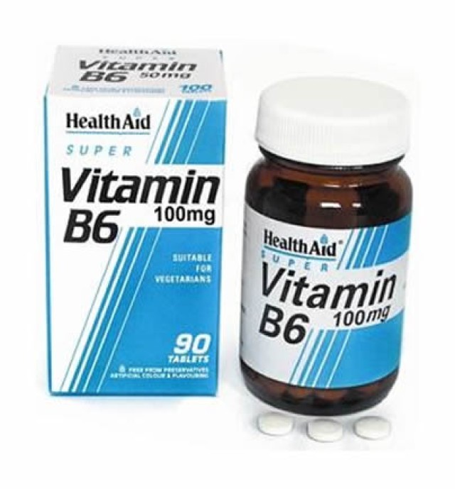 Health Aid Vitamin B6 (Pyridoxine HCl) 100mg Prolonged Release 90tabs
