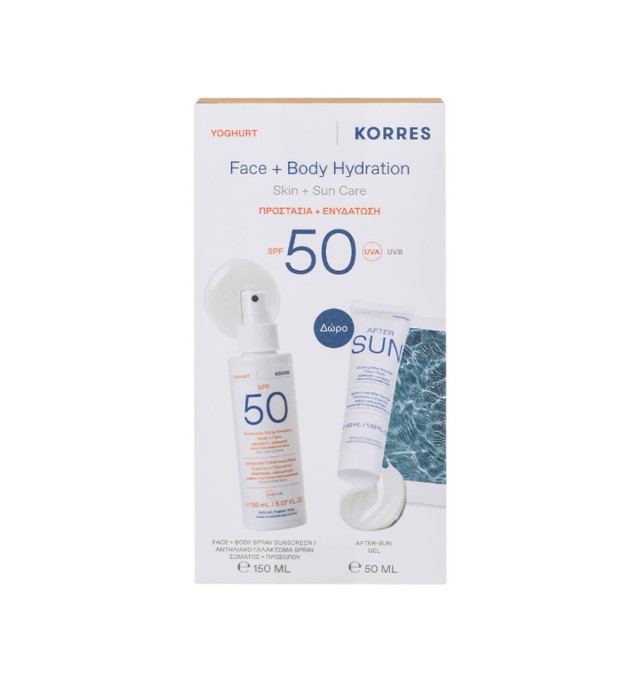 Korres Promo Γιαούρτι Αντηλιακό Spray Σώματος & Προσώπου SPF50, 150ml & After-Sun 50ml