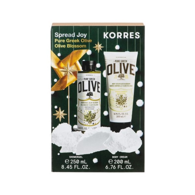 Korres PROMO Spread Joy Pure Greek Olive Blossom Shower Gel Αφρόλουτρο Άνθη Ελιάς 250ml & Body Cream Ενυδατική Κρέμα Σώματος 200ml