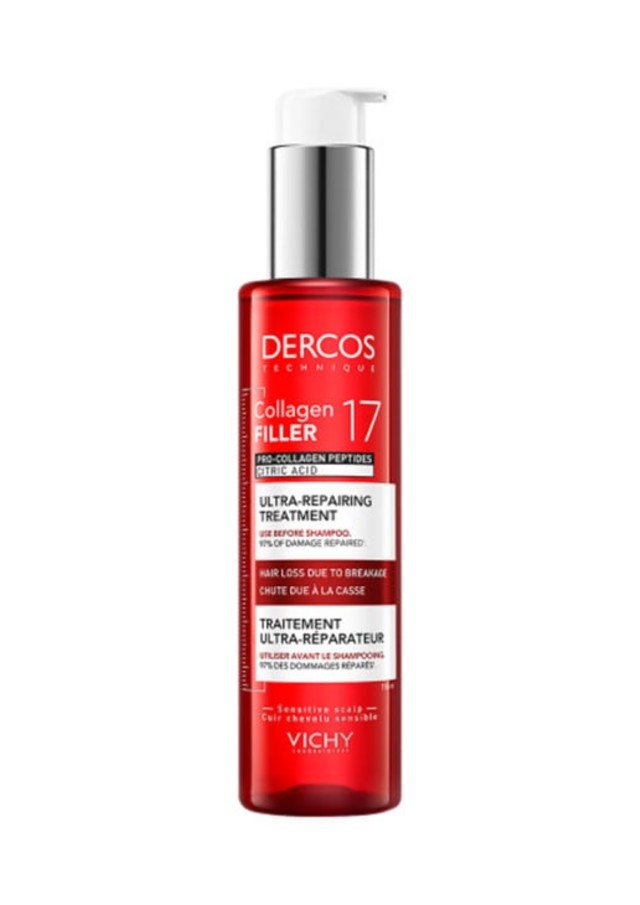 Vichy Dercos Collagen Filler 17 Ultra-Repairing Shampoo Επανορθωτικό Σαμπουάν Μαλλιών κατά του Σπασίματος, 200m
