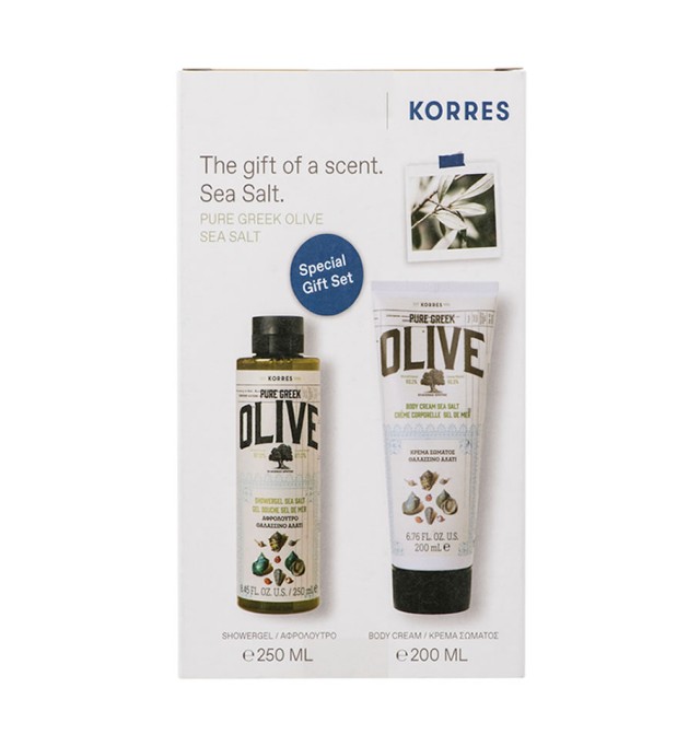 Korres Discover Pure Greek Olive Oil Set With Sea Salt Shower Gel, 250ml & Body Cream, 200ml