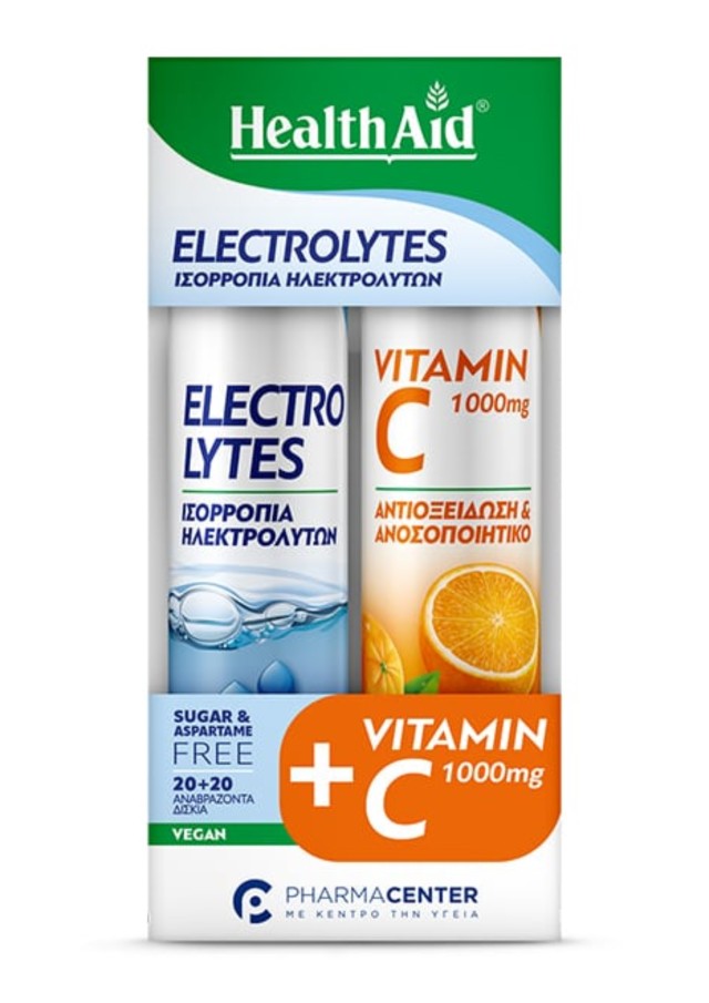 Health Aid Promo Pack Electrolytes, 20tabs & Vitamin C 1000mg, 20tabs, 1σετ