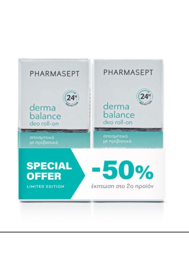 Pharmasept Promo (-50% στο 2ο προϊόν) Balance Mild Deo Roll-On Απαλό Αποσμητικό για Ευαίσθητες Επιδερμίδες, 2x50ml