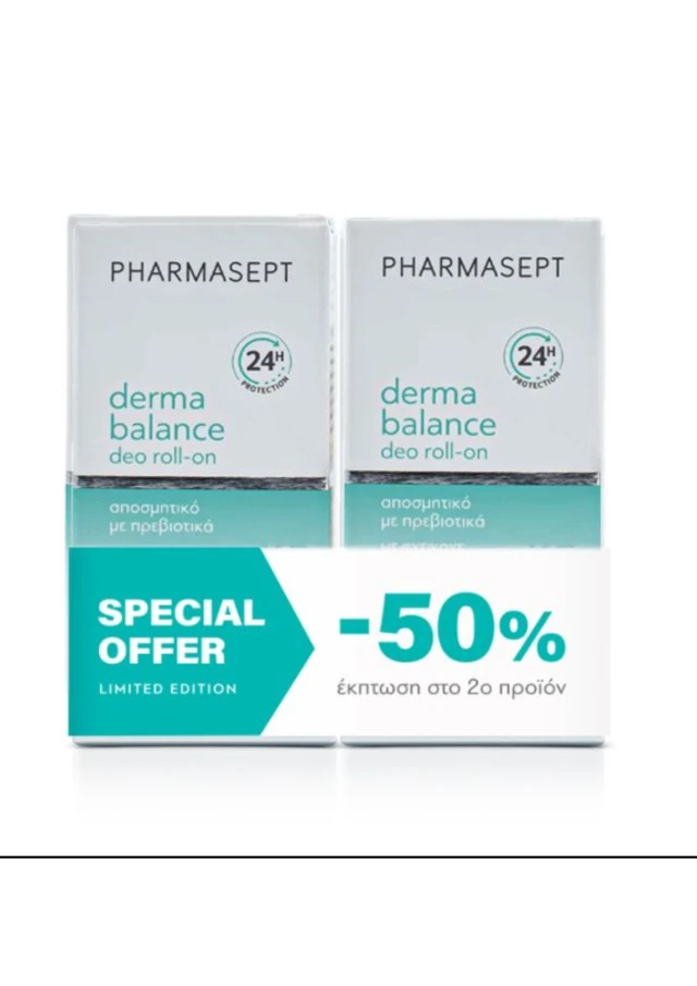 Pharmasept Promo (-50% στο 2ο προϊόν) Balance Mild Deo Roll-On Απαλό Αποσμητικό για Ευαίσθητες Επιδερμίδες, 2x50ml