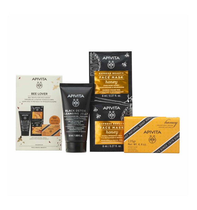 Apivita Promo Bee Lover Black Detox Gel 50ml, Honey Mask 2x8ml, Soap Honey 125gr