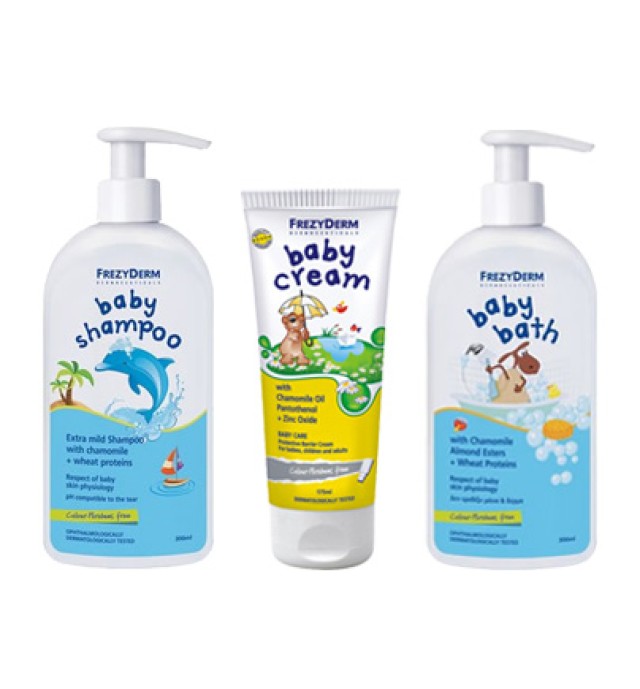 Frezyderm Baby Shampoo 300ml + Baby Bath 300ml + Baby Cream 175ml