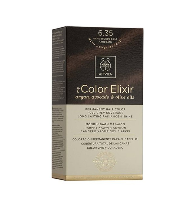 Apivita My Color Elixir Μόνιμη Βαφή Μαλλιών 6.35 ΞΑΝΘΟ ΣΚΟΥΡΟ ΜΕΛΙ ΜΑΟΝΙ