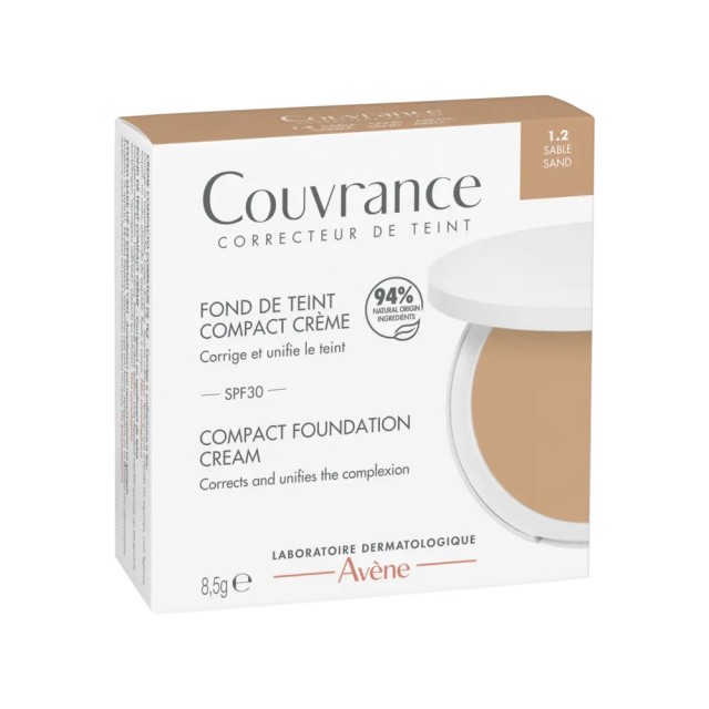 Avene Couvrance Compact Foundation Cream 1.2 Sand Make Up σε Μορφή Στερεής Κρέμας SPF30, 8.5gr