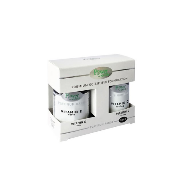 Power Health Set Platinum Range Vitamin E 400iu 30tabs + Δώρο Platinum Range Vitamin C 1000mg 20tabs