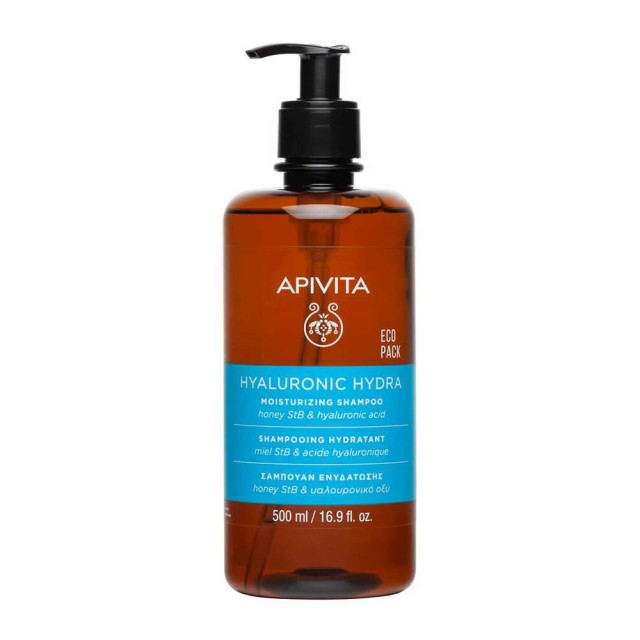 Apivita Hyaluronic Hydra Moisturizing Shampoo Eco Pack Σαμπουάν Ενυδάτωσης, 500ml