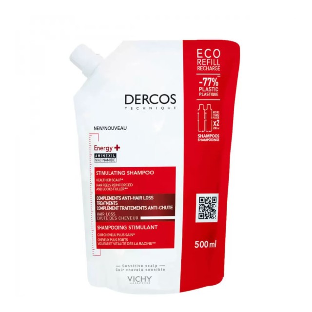 Vichy Dercos Energy+ Σαμπουάν κατά της Τριχόπτωσης για Όλους τους Τύπους Μαλλιών 500ml Eco Refill 500ml
