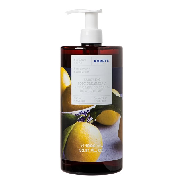 Korres Renewing Body Cleanser Aναζωογονητικό Αφρόλουτρο με Άρωμα Βασιλικός & Λεμόνι, 1000ml