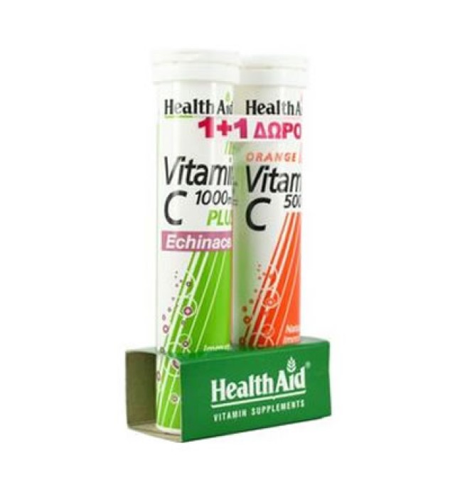 Health Aid Vitamin C 1000mg plus Echinacea 20tabs & Vitamin C 500mg 20tabs