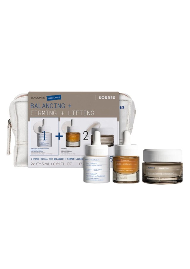 Korres Promo Greek Yoghurt Smart Probiotic Super Serum 15ml & Black Pine 4D Sculpt & Lift Serum 15ml & Black Pine 4D Bounce, Firming & Moisturizer Day Cream 40ml & Δώρο Νεσεσέρ 1 Τεμάχιο
