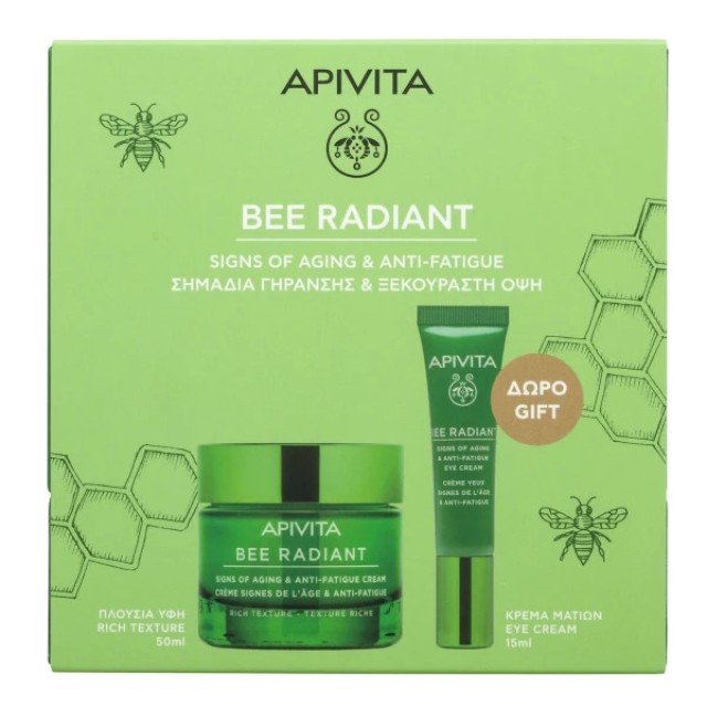 Apivita Promo Bee Radiant Πλούσιας Υφής, 50ml & Κρέμα Ματιών, 15ml