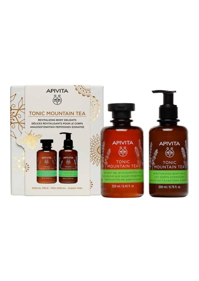 Apivita Promo Ειδική Τιμή Tonic Mountain Tea Αφρόλουτρο, 250ml & Γαλάκτωμα Σώματος, 200ml, 1σετ