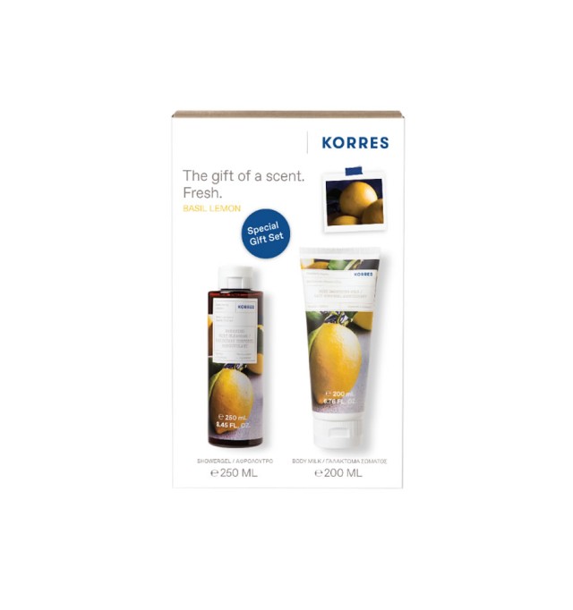 Korres Basil Lemon Gift Set Βασιλικός Λεμόνι Αφρόλουτρο 250 ml & Γαλάκτωμα Σώματος 200 ml