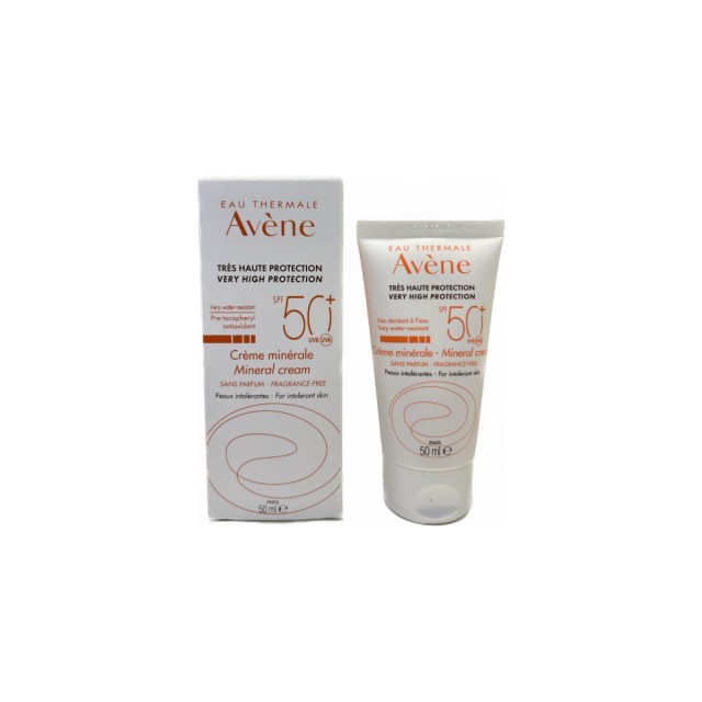 Avene Eau Thermale Creme Minerale SPF50+ Αντιηλιακή Κρέμα Προσώπου Χωρίς Άρωμα για το Μη Ανεκτικό Δέρμα, 50ml