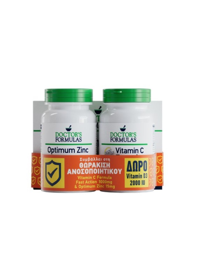 Doctors Formulas Set Vitamin C Formula Fast Action 1000mg 30caps & Optimum Zinc 15mg 30tabs & Δώρο Vitamin D3 2000IU 60softgels
