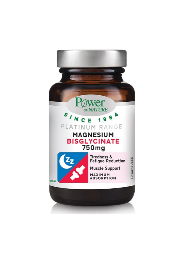 Power of Nature Platinum Range Magnesium Bisglycinate 750mg, 60caps