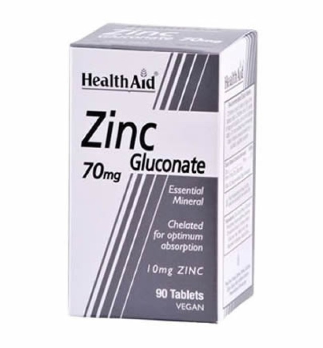 Health Aid Zinc Gluconate 70mg (10mg elemental Zinc) 90 tabs