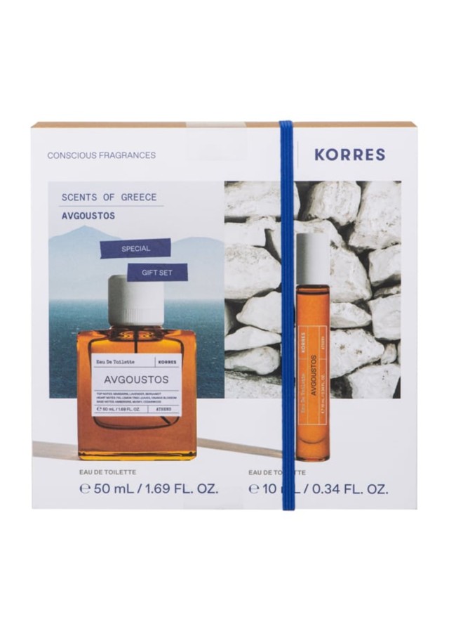 Korres Scents of Greece Promo Pack με Avgoustos Eau de Τoilette, 50ml & Avgoustos Eau de Τoilette, 10ml, 1σετ