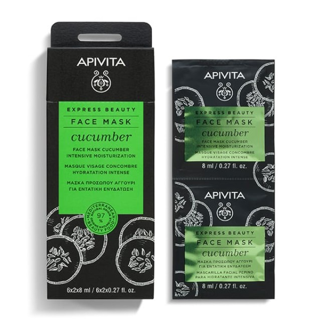 Apivita Express Beauty Μάσκα Εντατικής Ενυδάτωσης με αγγούρι 2x8ml