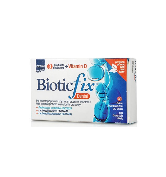 Intermed Biotic Fix Dental Συμπλήρωμα Διατροφής με Προβιοτικά + Βιταμίνη D 30 δισκία