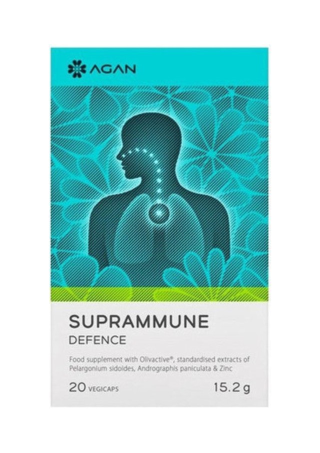 Agan Suprammune Defence Συμπλήρωμα Διατροφής για Αντιμετώπιση Συμπτωμάτων Κρυολογήματος & Ιώσεων, 20vegιcaps