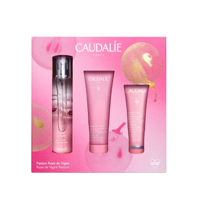 Caudalie Rose De Vigne Promo Fresh Fragrance Γυναικείο Άρωμα, 50ml & Shower Gel, 50ml & Hand & Nail Repairing Cream, 30ml