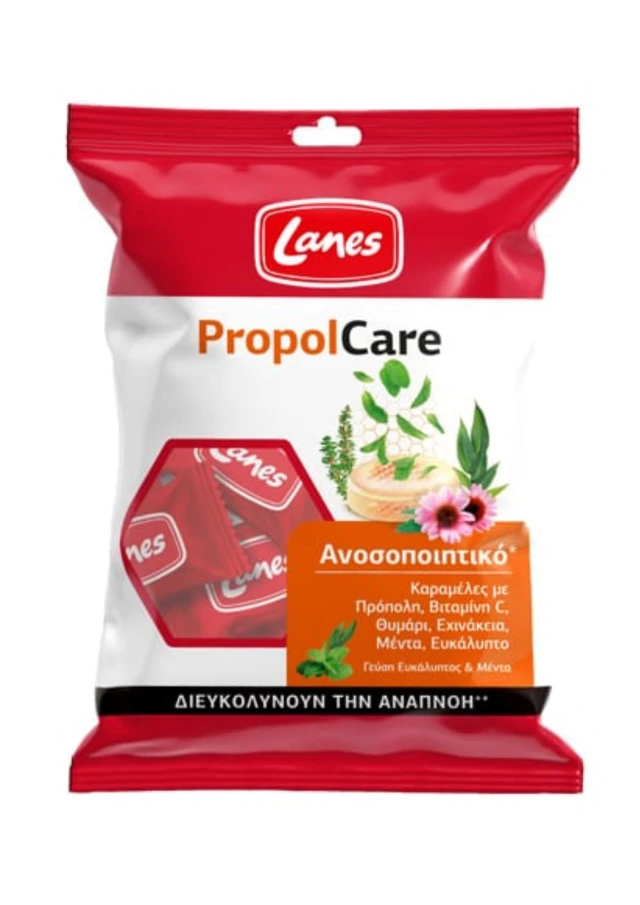 Lanes PropolCare Καραμέλες για το Λαιμό με Ευκάλυπτο & Μέντα, 54g