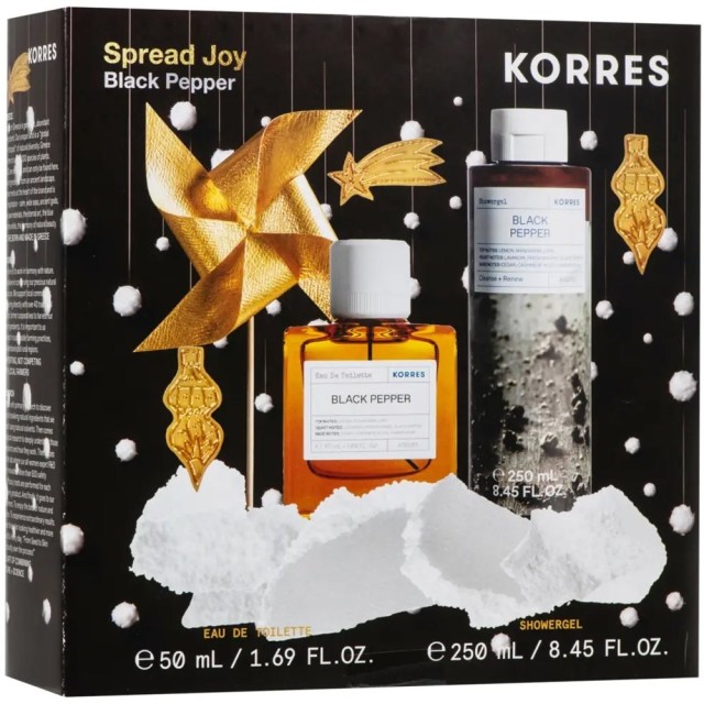 Korres Promo Spread Joy με Black Pepper Eau De Toilette Ανδρικό Άρωμα, 50ml & Black Pepper Showergel Ανδρικό Αφρόλουτρο, 250ml