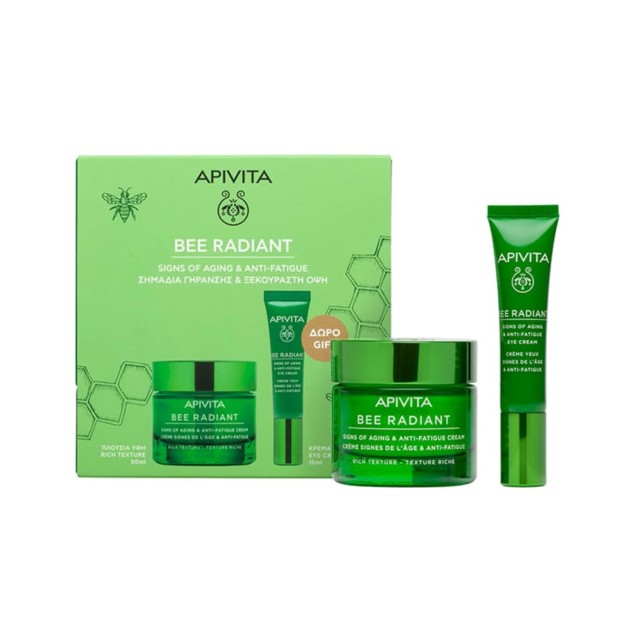 Apivita Promo Bee Radiant Πλούσιας Υφής, 50ml & Κρέμα Ματιών, 15ml